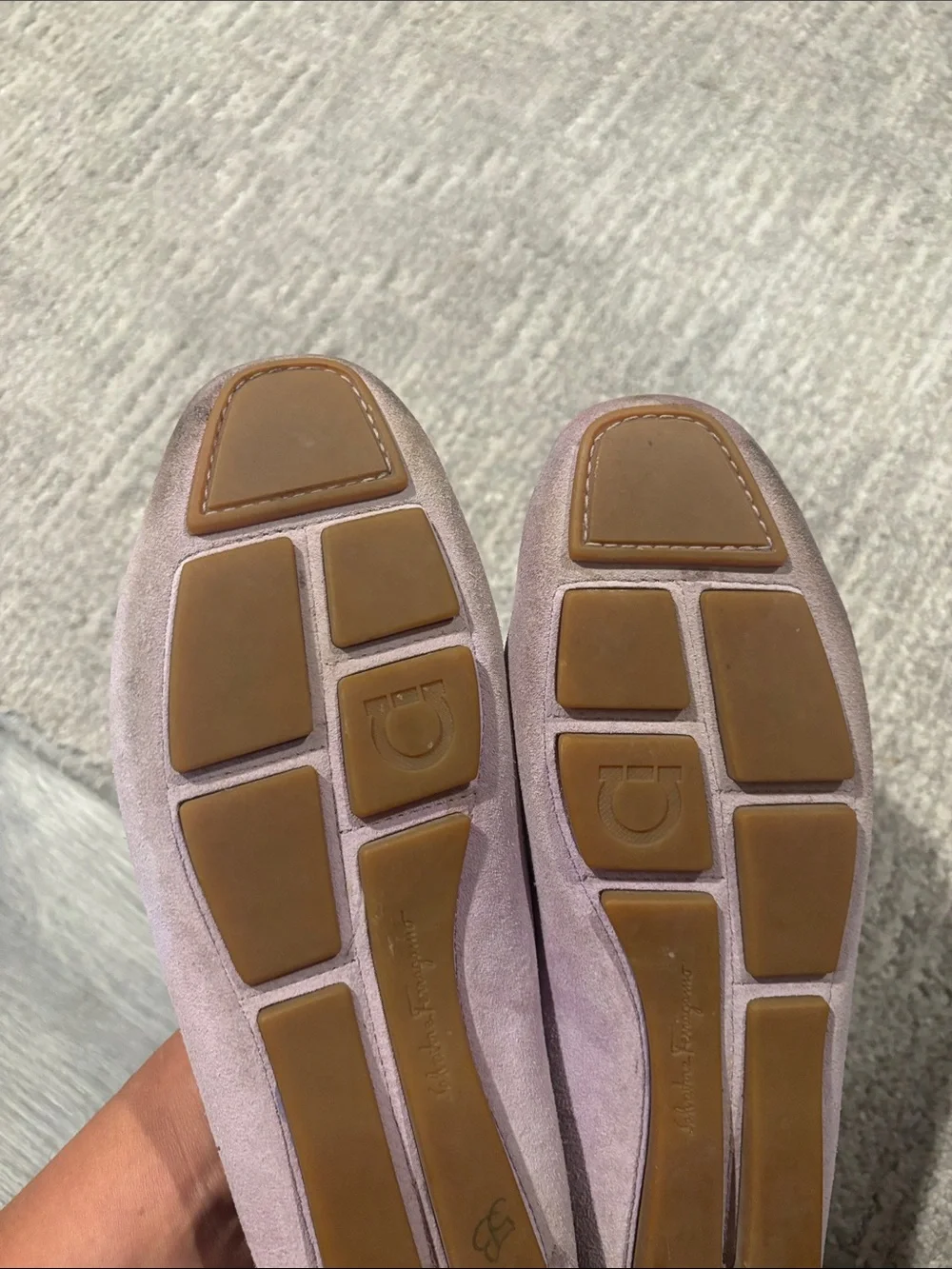 Salvatore Ferragamo Lilac Suede Horsebit Loafers size 7